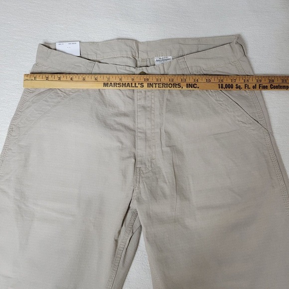 Key Ripstop Dungaree Pants Mens Beige Cargo Utility Work Pants Sz 36 x 30 New - Picture 9 of 16